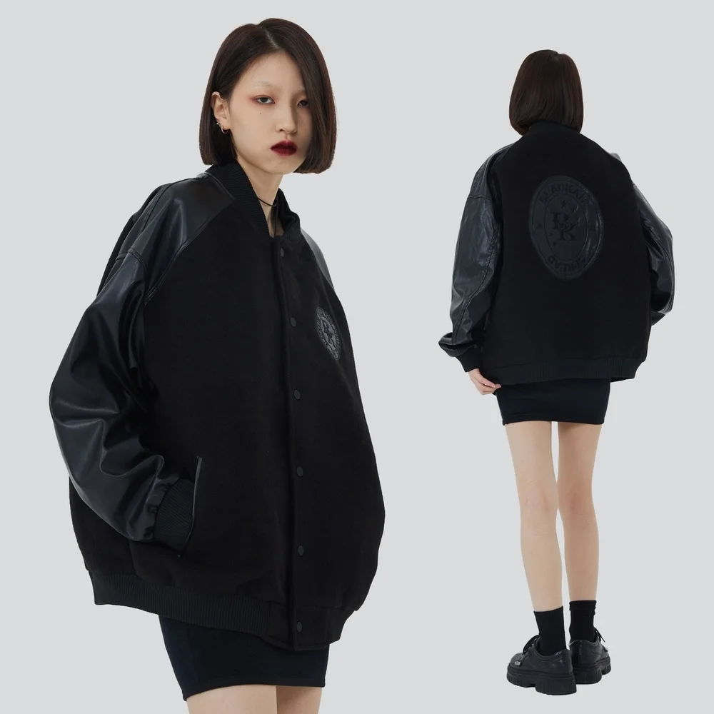 

Hip Hop Streetwear Jacket College Varsity Long Sleeve Patchwork 2023 Autumn And Winter Men Sports Oversized Bomber Coat
