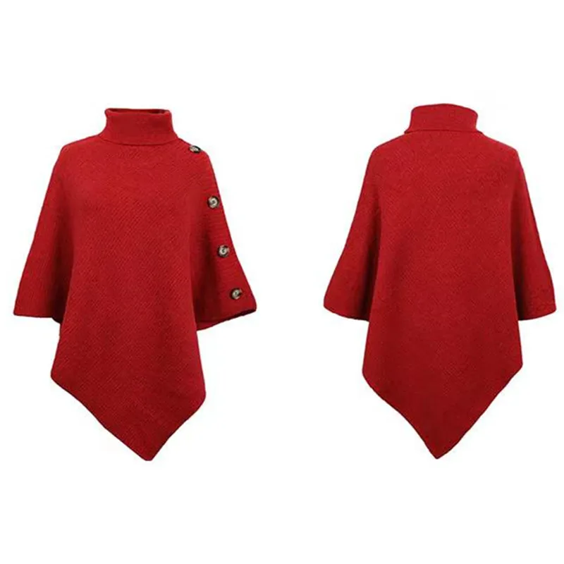 New Fashion Irregular Loose Women's Pullover Turtleneck Shawl Sweater Solid Color Autumn and Winter Knitted Top
