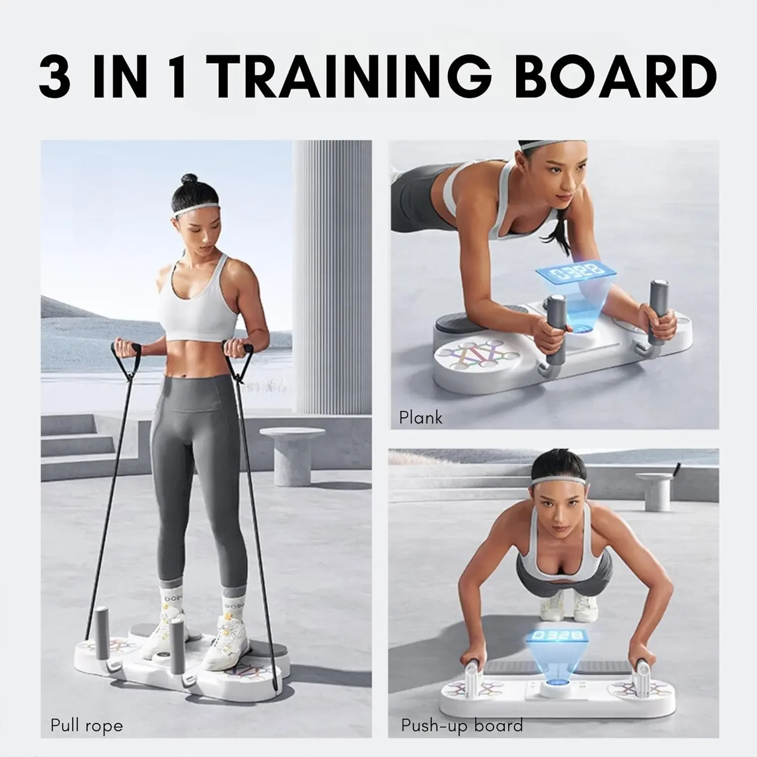 5 in 1 Push Up Board Multi-function Muscles Exercise Push ups Training Press Up Board with Timing Resistance Bands for Home