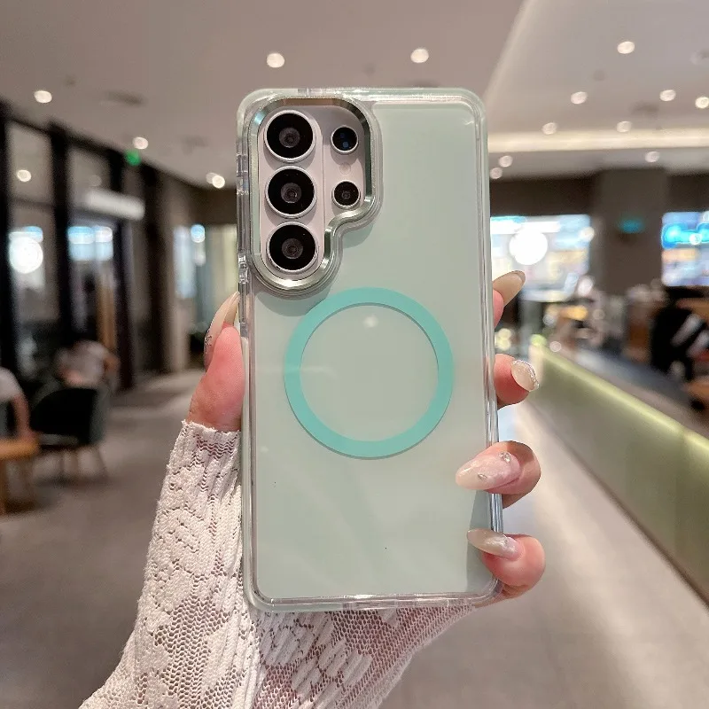 Magnetic Fashion Phone Case with Metal Frame and Lens Cover for Magsafe Compatibility