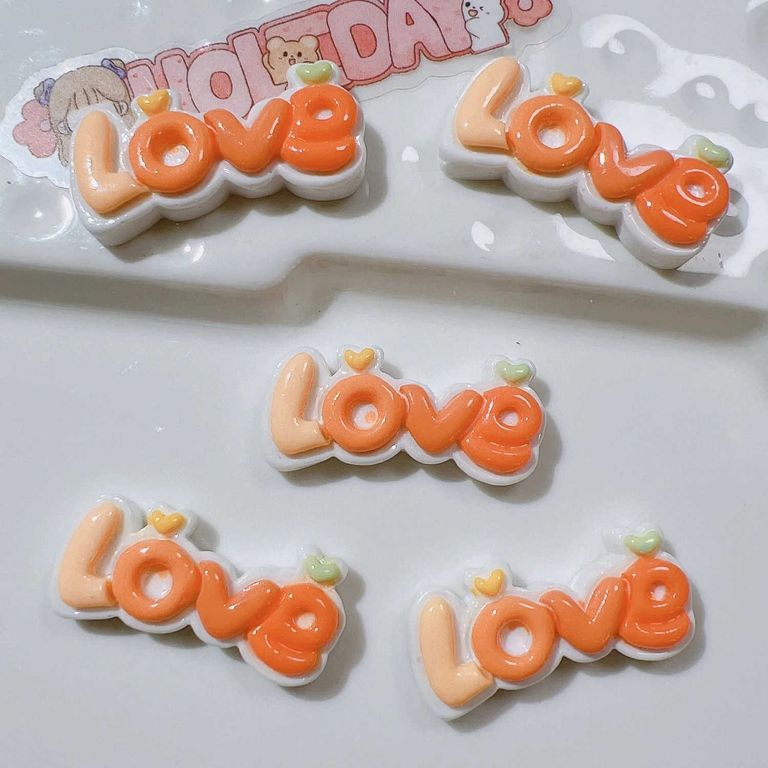 Resin LOVE flat back Embellishments 10pcs resin embellishments resin flower embellishments simulation stones decor accessories