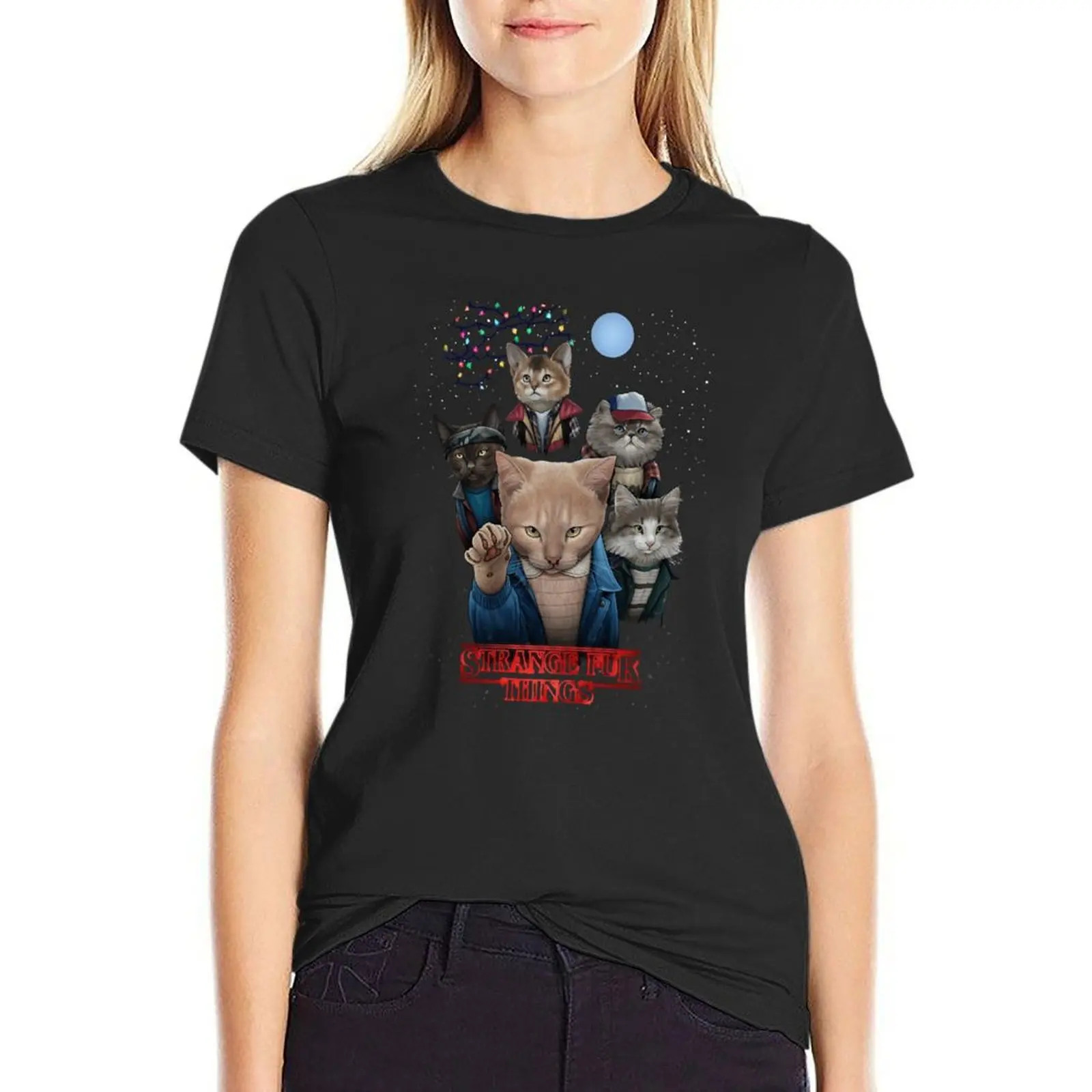 Strange fur things T-Shirt Short sleeve tee cute tops cute clothes cat shirts for Women