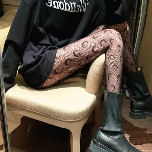 Sexy Gothic Tights Pantyhose Women Fashion Punk Style Hole Fishnet Stockings Anime Lolita Thigh High Stocking Hollow Out Hosiery Black b