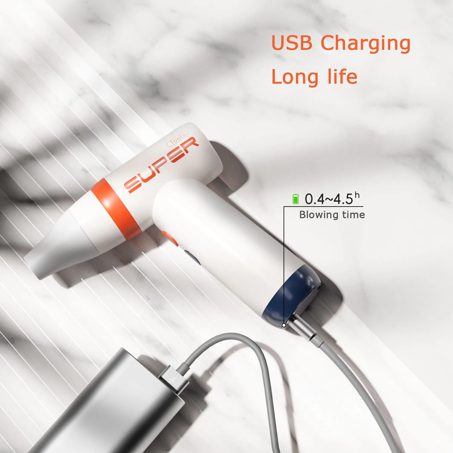 Wireless Handheld Power Fan Mini Hair Dryer USB Charging Portable Hair Dryer Household Appliance Dusting Outdoor Inflatable 2