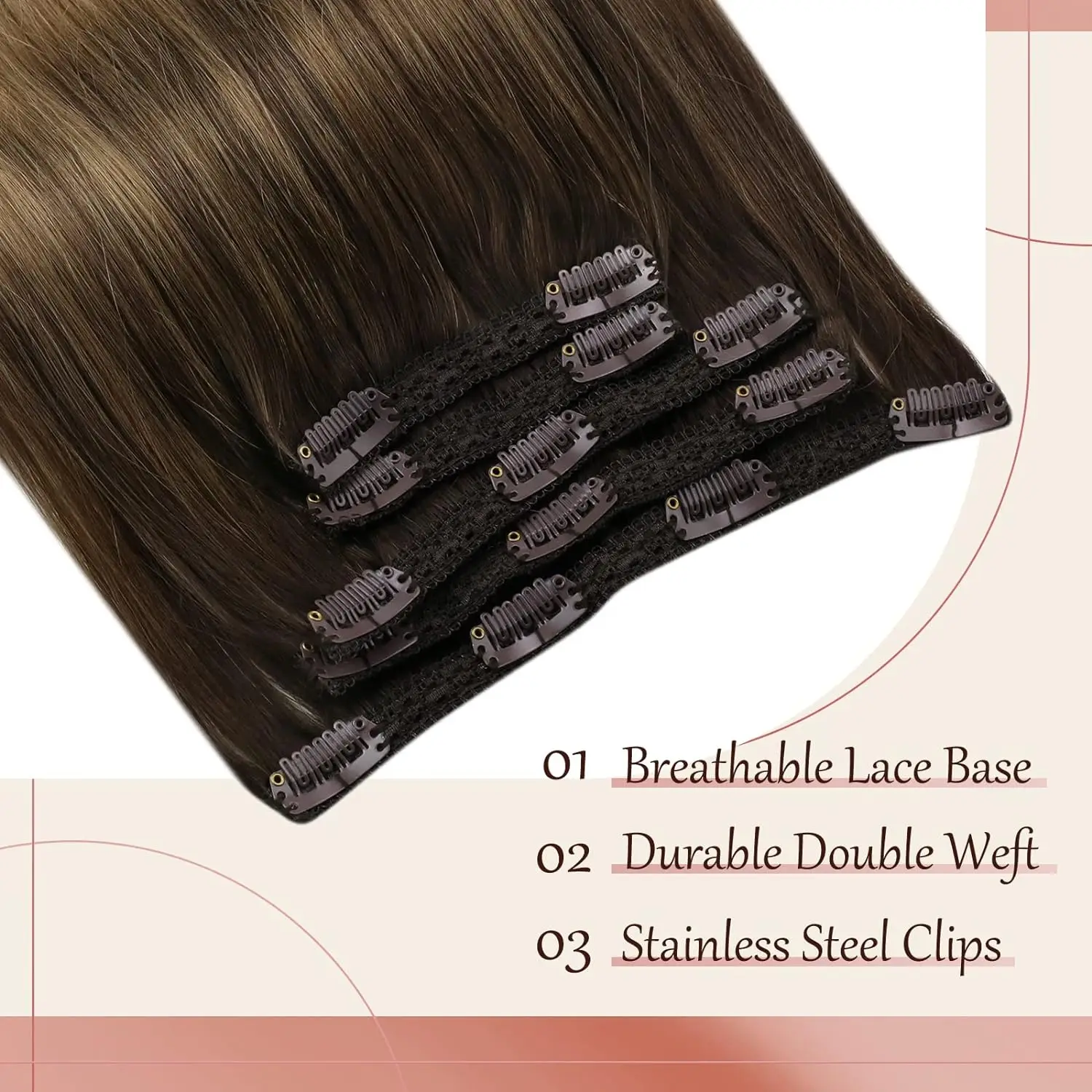 VeSunny Clip in Hair Extensions Human Hair Balayage Hair Extensions Clip Real Human Hair Clip12-24 inch