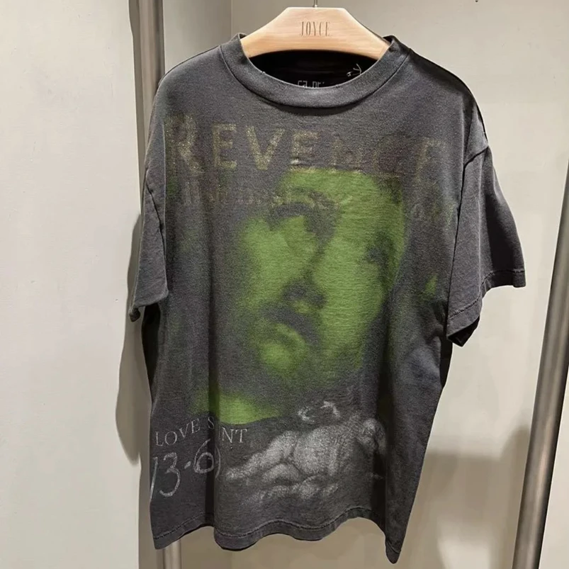 

Washed Gray Saint Michael T Shirt Men Women High Quality Oversize Casual Short Sleeve