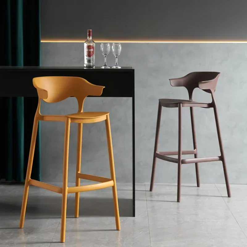 Bar Chairs Kitchen Plastic Bar Stools Ergonomic Restaurant Indoor Bar Ergonomic Chairs Outdoor Modern Backrest Chaise De High Furniture