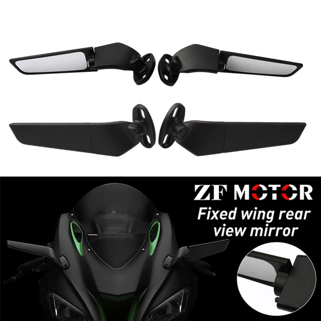 Motorrad Spiegel Geändert Wind Flügel Einstellbare Rotierenden Rückspiegel  Für Kawasaki ZX10R ZX9R ZX7R ZX6R ZX636 ZX12R ZX14R - AliExpress