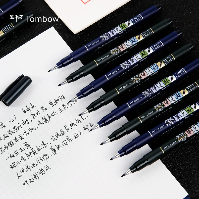 1PC Tombow Fudenosuke Brush Pen Soft and Hard Tip Art Marker Black Ink for Calligraphy Art Drawings Sketch Lettering Pens art marker pens,art markers,calligraphy brush pens,lettering pens,drawing pen