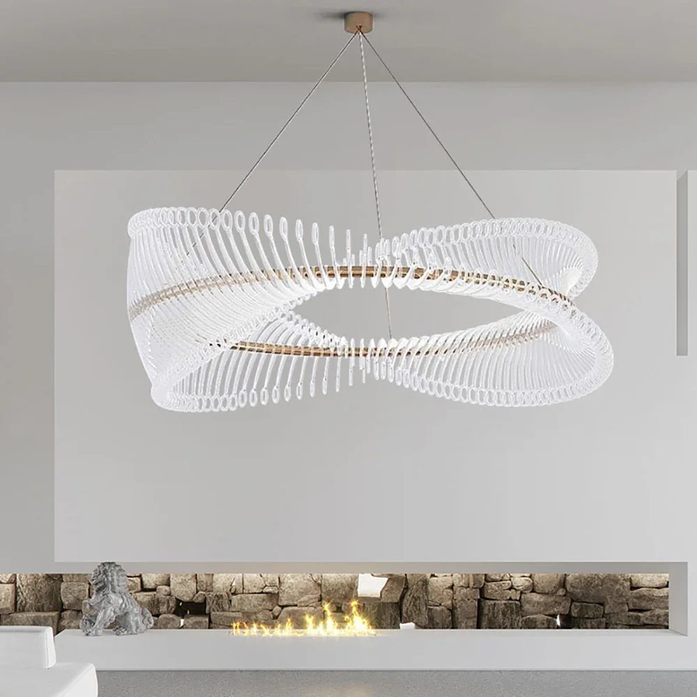 

Postmodern Simple LED Lamp Gold Luxury Hanging Pendant Lights Lustre For Living Room Decorative Suspend Lighting Fixture