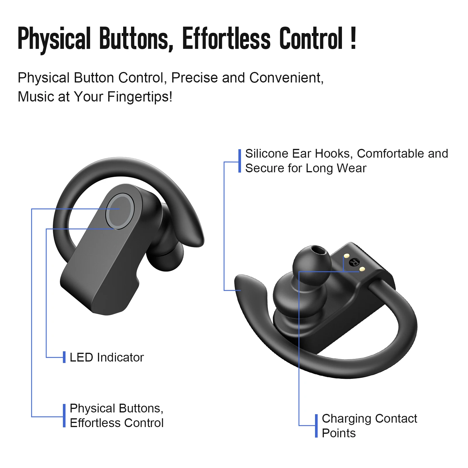 XIAOMI SP97 Bluetooth 5.3 Ear Hook OWS Earphones Wireless headphones with Magnetic Charging Case headset protection box Design 6