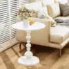 Metal Small Round Side End Table, Vintage Matte Coffee Drink Cocktail Table, Small Accent Pedestal Table 1