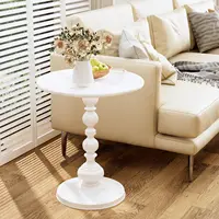 Metal Small Round Side End Table, Vintage Matte Coffee Drink Cocktail Table, Small Accent Pedestal Table 1