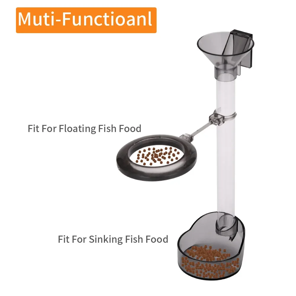 Acrylic Aquarium Feeder Tube Bowl Feed Small Fish Shrimp Food Feeding Fish Tank Feeder Circle 21-38cm Telescopic