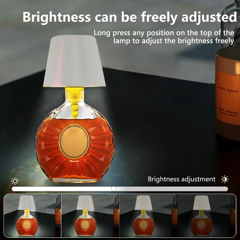 무선 병 램프 쉐이드 휴대용 LED 병 램프 3색 무단계 조광 나이트 라이트 침실 바 레스토랑 파티 장