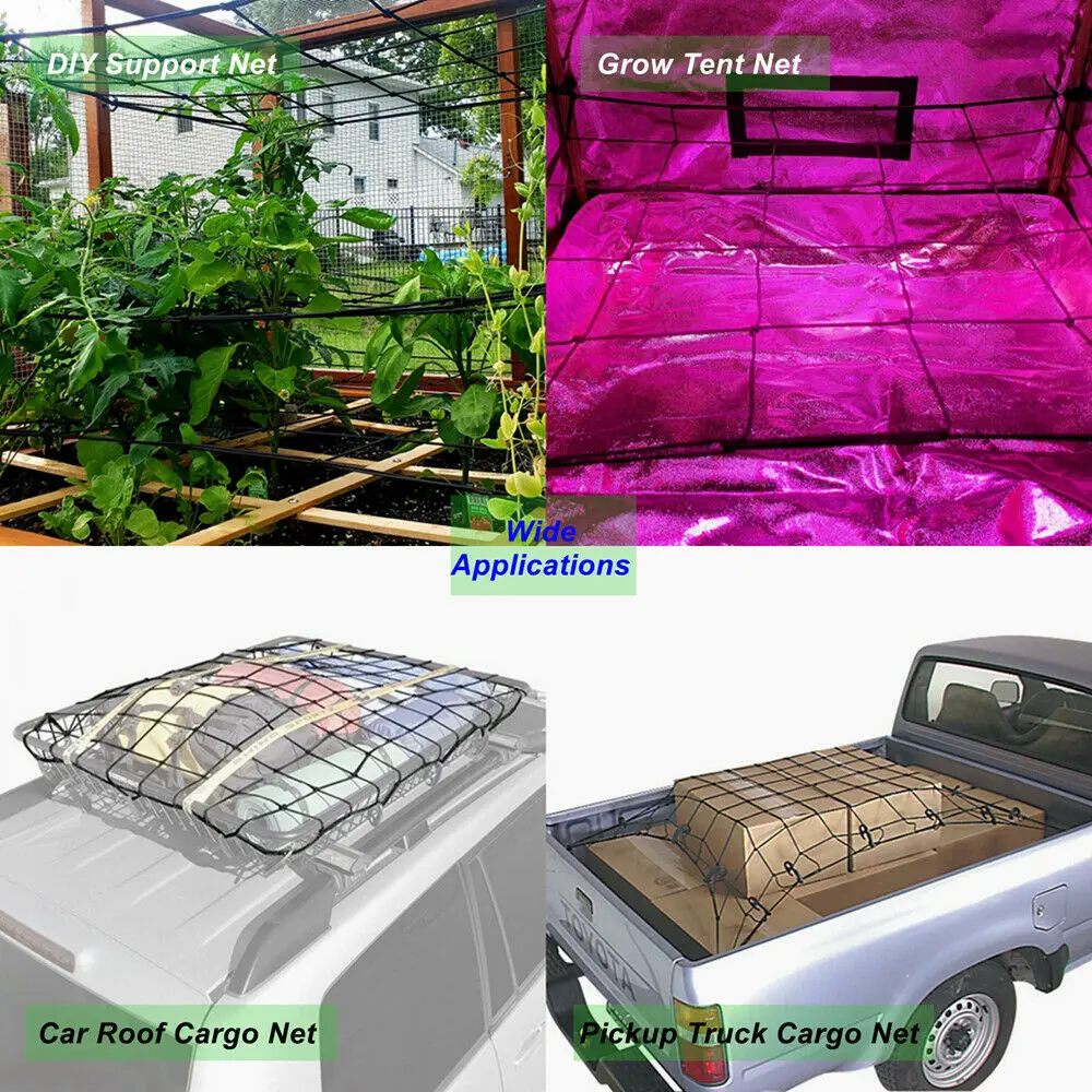 Garden Fence Mesh Grow Tents Bean Trellis Flexible Plant Climbing Steel 4/6 Hooks Home Plant Knitting Elastic Netting Farm