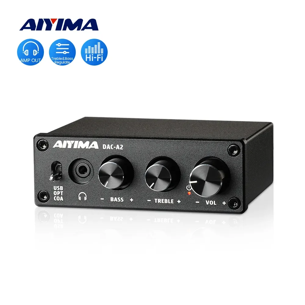 

AIYIMA Mini Amplificador 2.0 Hifi Digital Decoder USB DAC Audio Headphone Amplifier 24Bit 96KHz Coaxial Optical Output RCA Amp