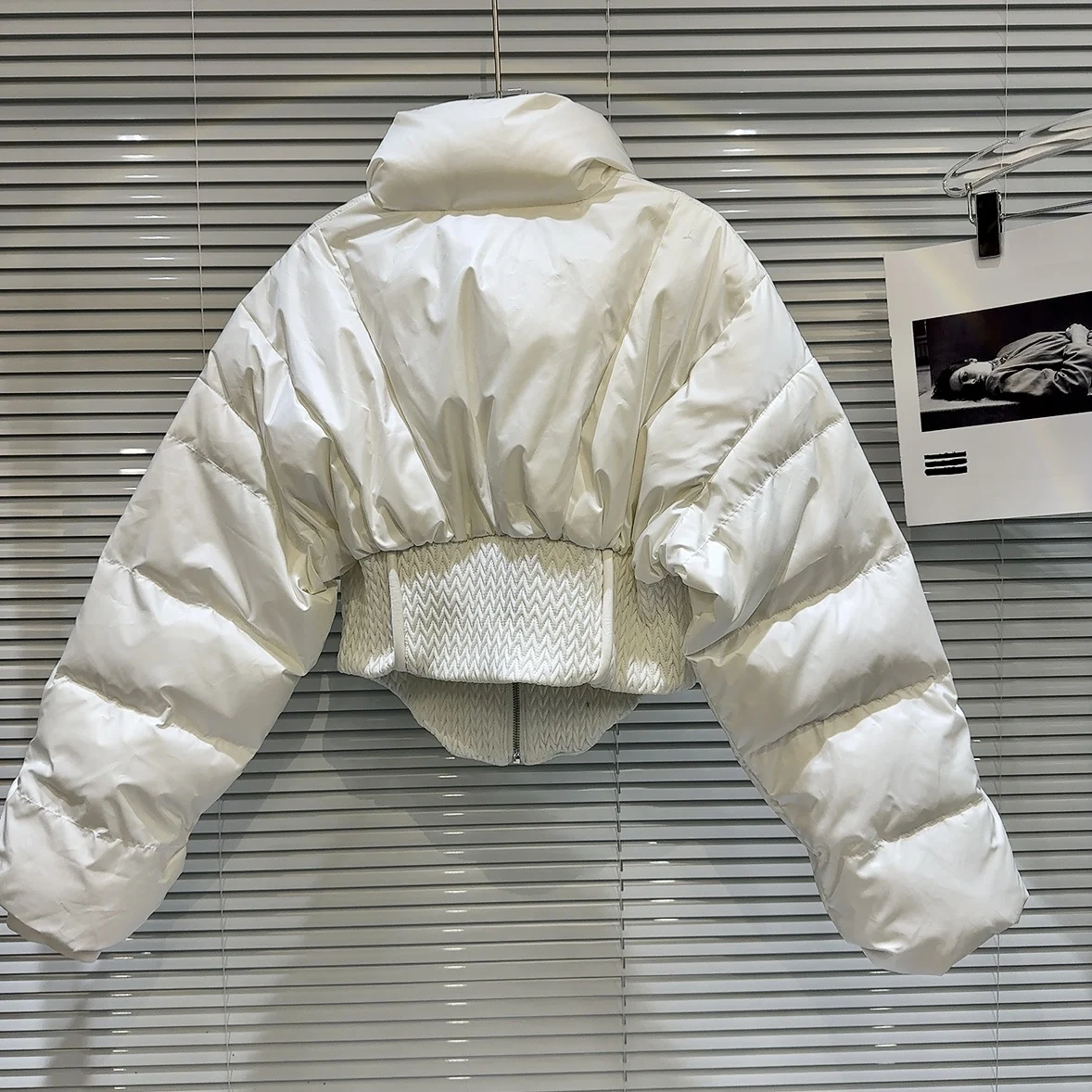 2023 New Autumn Winter Women Down Jackets Spice Girls Stand Collar Zip Fishbone Waist Duck Down Coat Long Sleeve Shhort Parkas