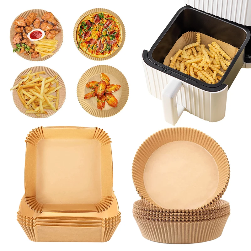 50/100PCS Disposable Air Fryer Parchment Paper Baking Oil-proof Liner Non-Stick Mat for Microwave Round/Square 16/20cm |