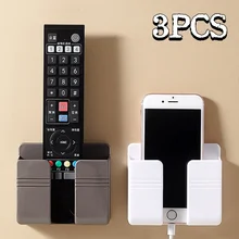 

Wall Mounted Organizer Air Conditioner TV Remote Control Storage Box Mobile Phone Plug Holder Multifunction USB Charging Stand