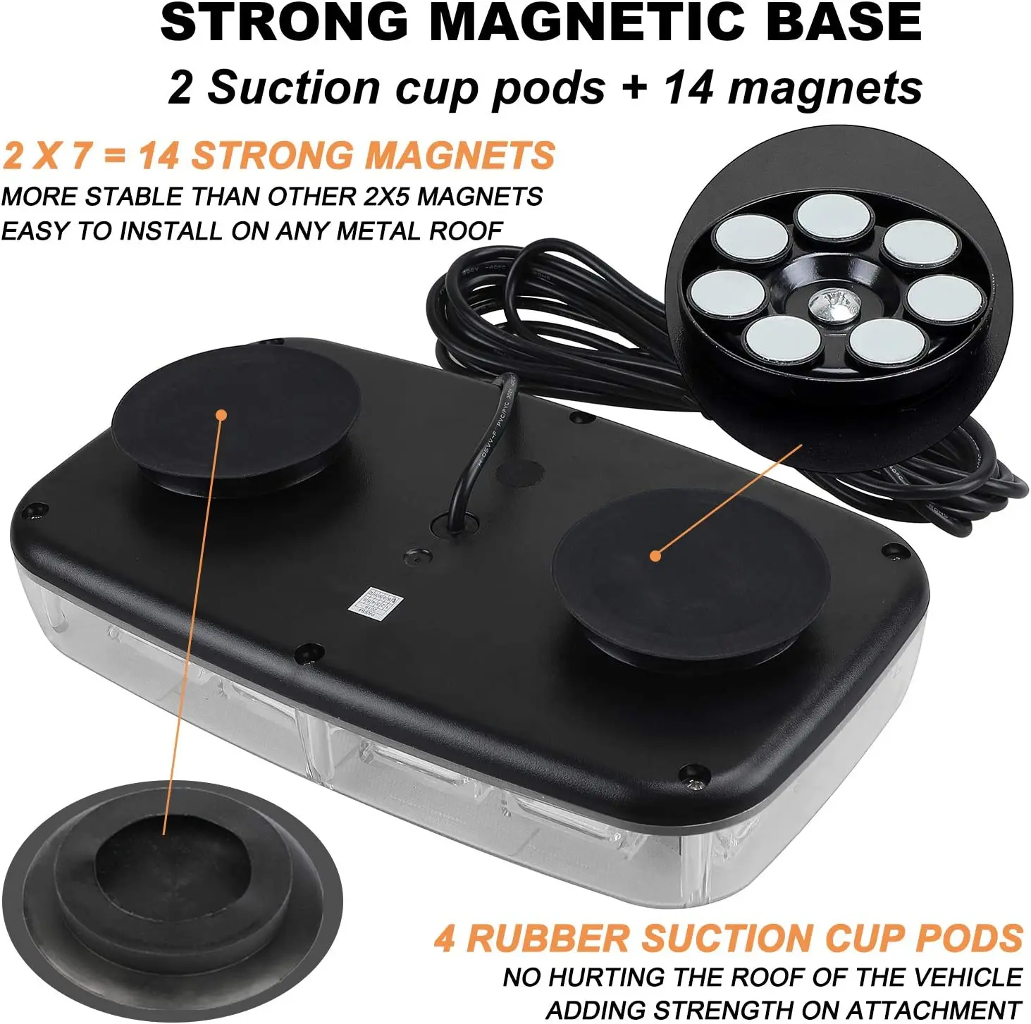 Sdb89175c6a7e414c8bacf6f7da481353I Roof Top Strobe Lights 48LED Emergency Safety Hazard Warning Light LED Flashing Light Bar Magnetic Mount for 12V 24V Car Truck Mallzona