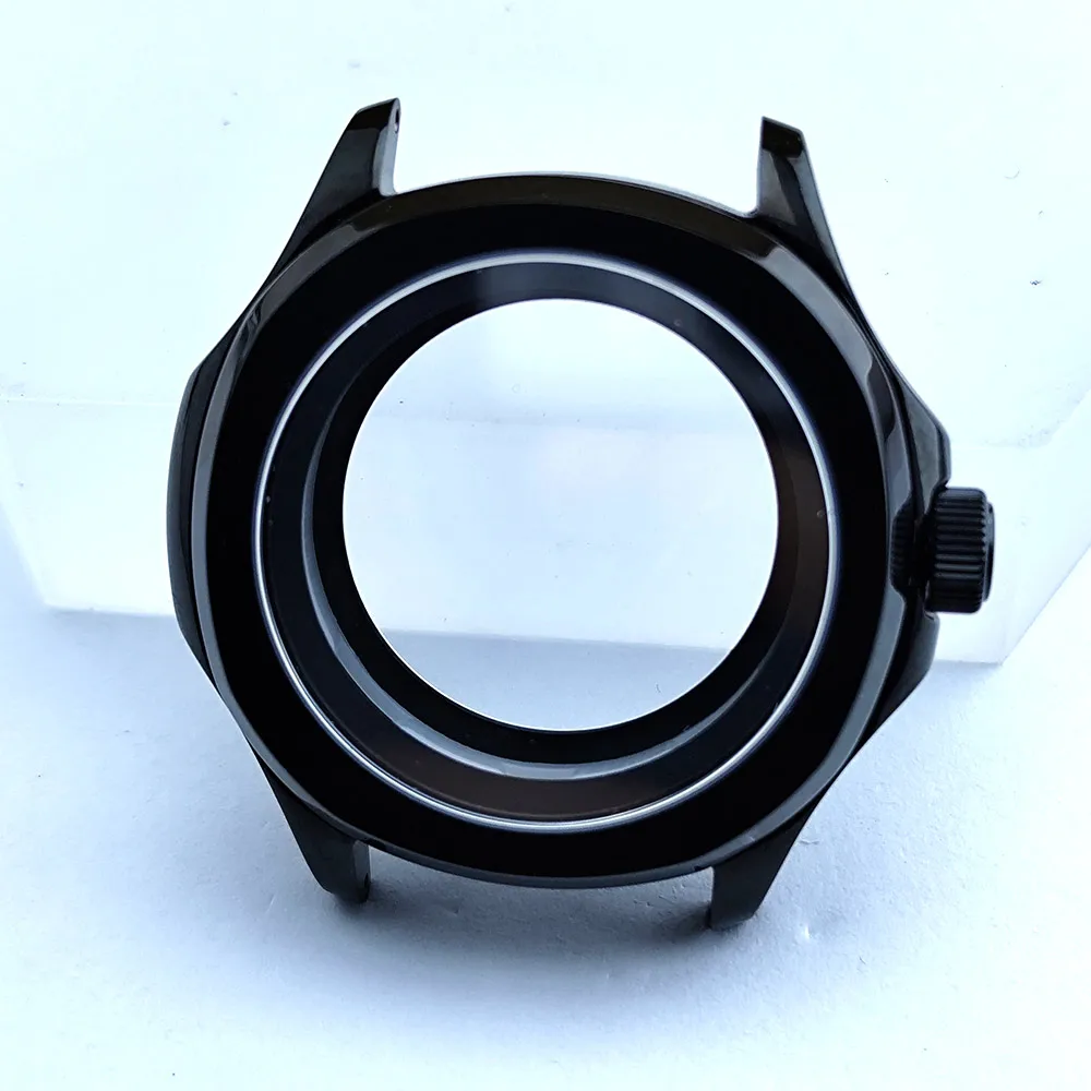 Black Steel Watch Case with Sapphire Glass and Chapter Ring, 39.5mm