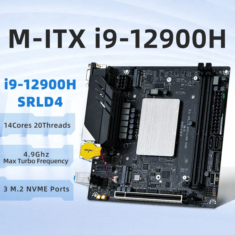 Erying Fai Da Te Itx Desktop Scheda Madre Set Con Cpu Integrata Core Interper Kit I9 12900H I9-12900H 14C20T Ddr4 Computer Pc Da Gioco