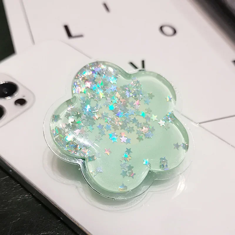 Liquid Quicksand Crystal Flower Transparent Bling Phone Ring Holder