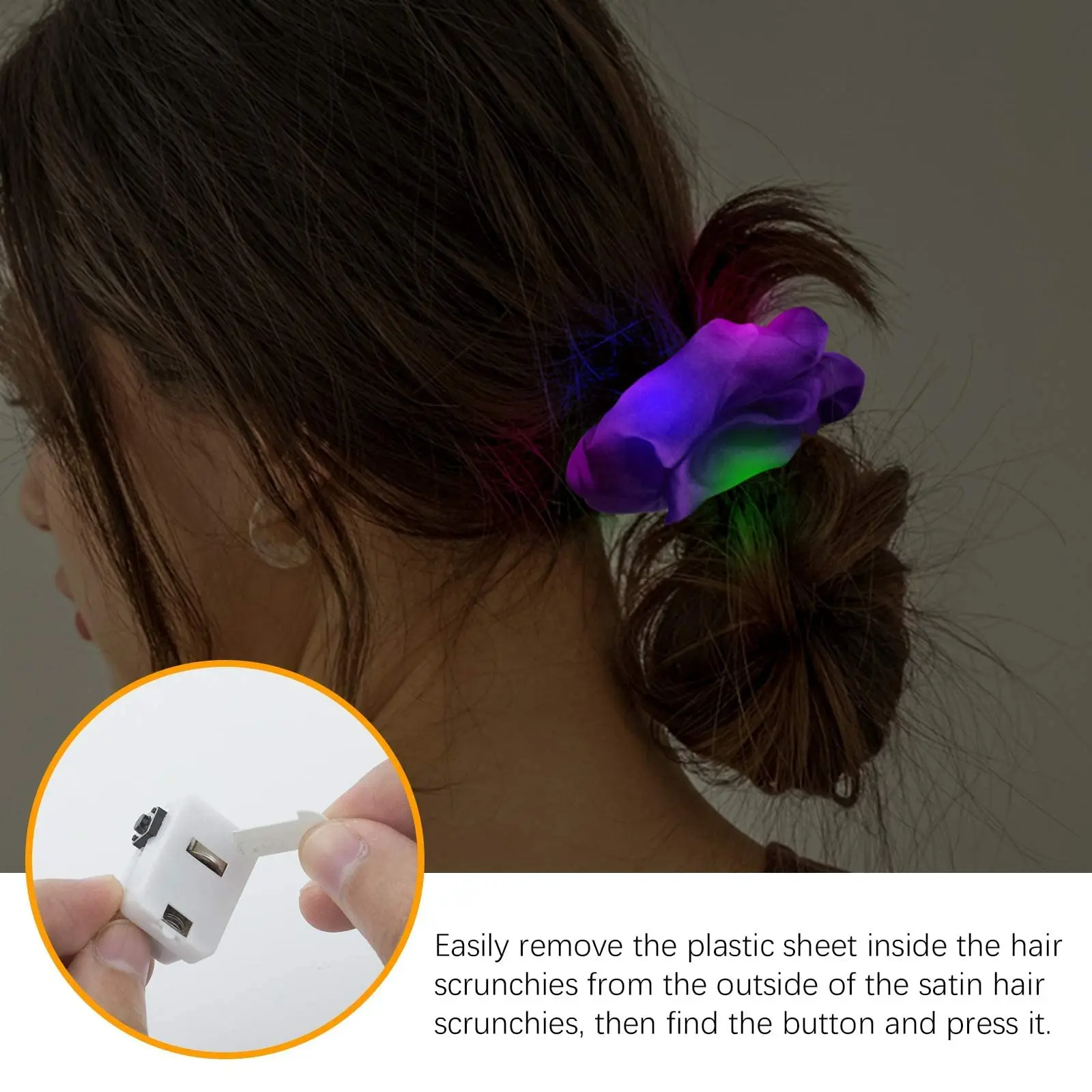Luminous Hair Bands Birthday Party Decorations 9 Pcs LED Light Hair Scrunchies Satin Elastic Bands Ties Ropes Girls Halloween Christmas Glow In The Dark