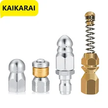와셔 노즐 1/4 인치 스테인레스 스틸 압력 와셔 배수 하수도 청소 파이프 분사기 스프레이, 빠른 플러그 배수 호스 노즐 도구