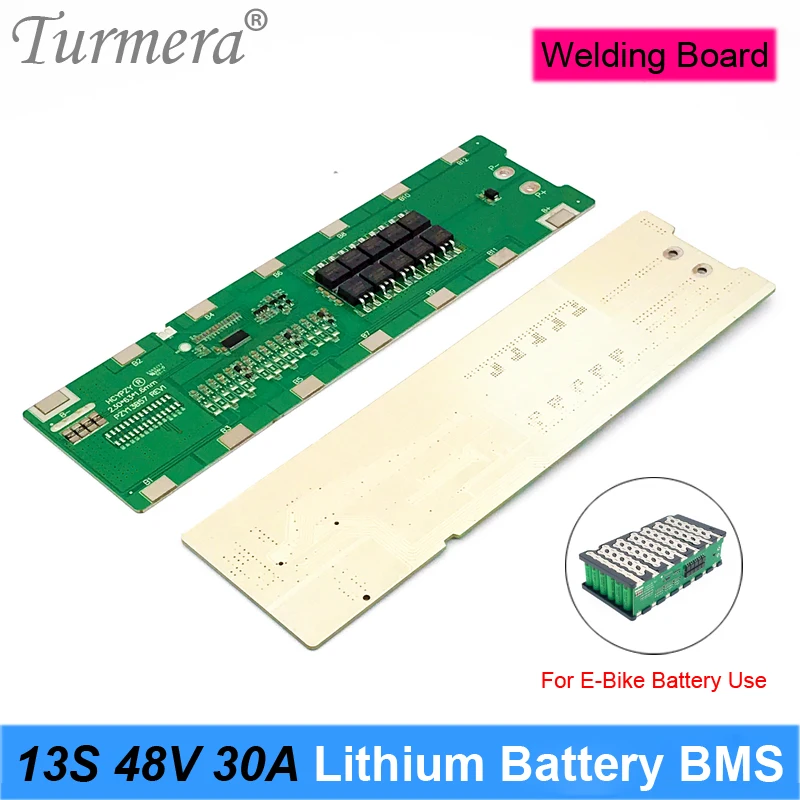 

Turmera 13S 48V 30A BMS Lithium Battery Protection Board Spot Welding Directly Use in 48V 52V Electric Bike or E-scooter Battery