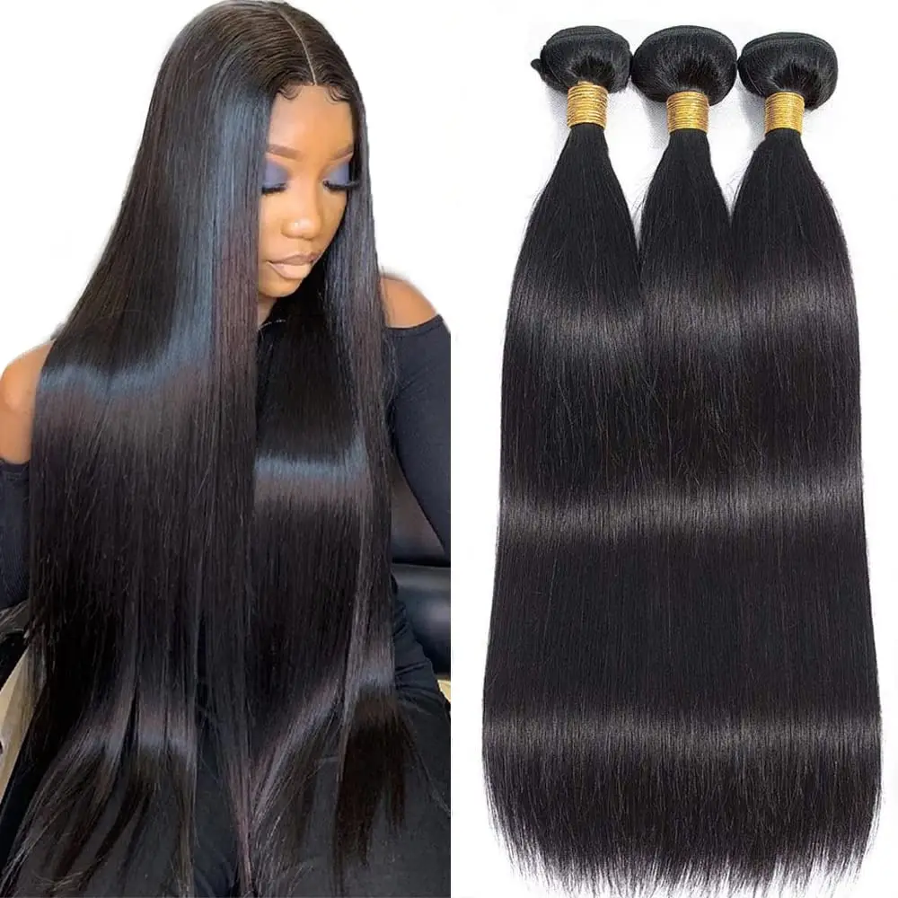 

Bone Straight Human Hair Bundles 12A Brazilian Raw Hair Bundles Weave Unprocessed Virgin Human Hair Extensions for Black Women