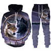 Autumn Men Animal Wolf Hoodie Printed Male Autumn Casual Sweatshirt Sweatpants Pullover Men Tracksuit Set Men's Clothing Suit 1