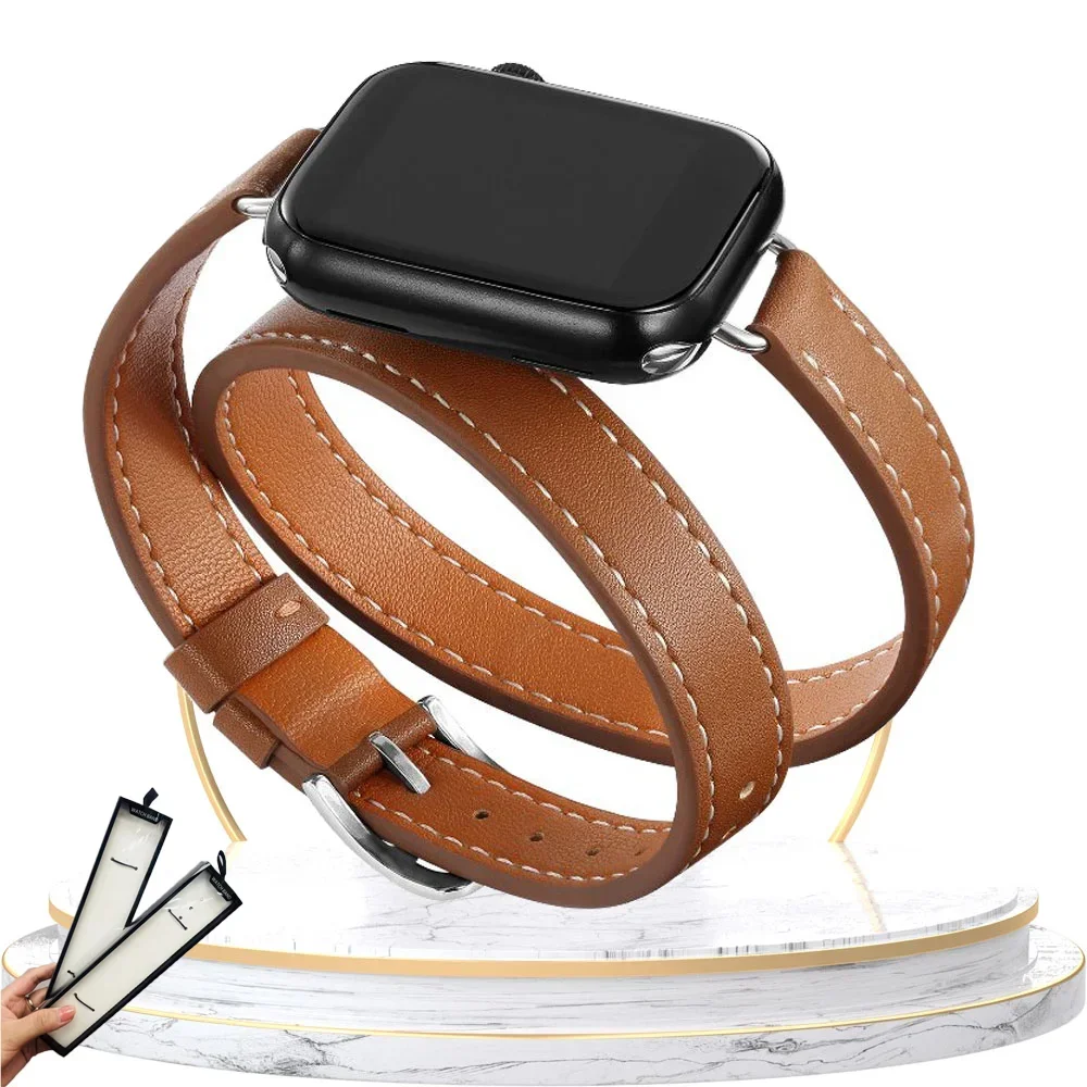 Double Tour Leather Strap Fashion Band