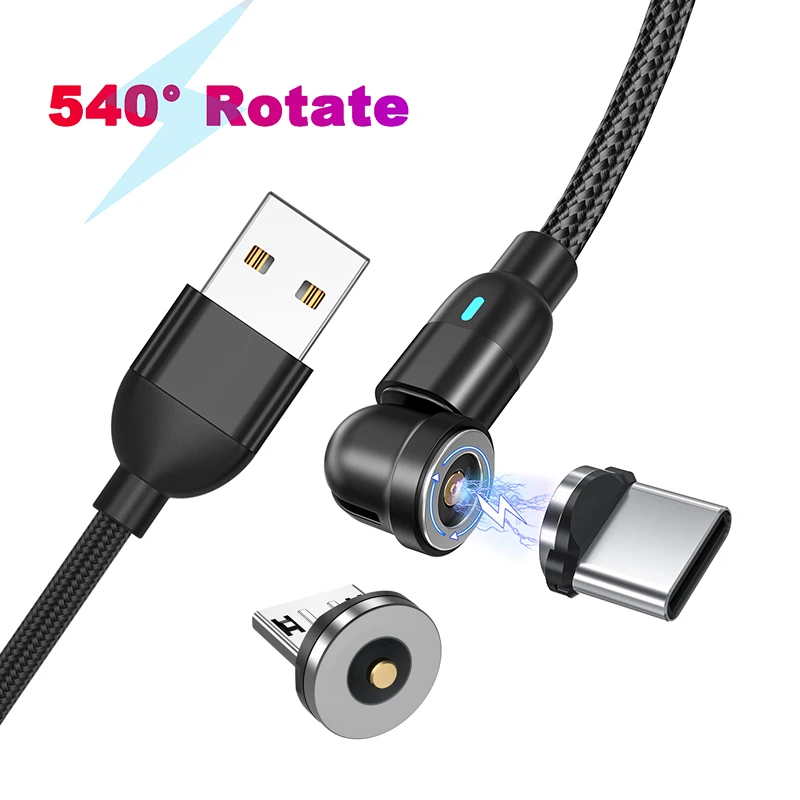 Magnetic 540° Rotating USB Type C Charging Cable - Fast Charge 2.4A