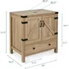 28 inch Natural Color Bathroom Vanity, Modern Fixture Standing Pedestal Cabinet with White Ceramic Sink 2