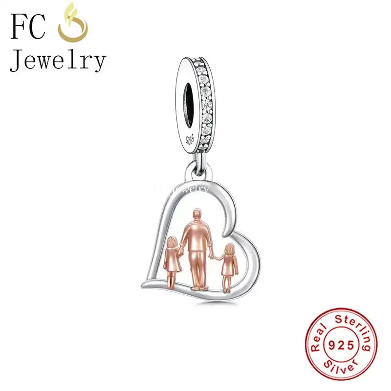 FC Jewelry Fit Original Charm Bracelet 925 Silver Dad And Daughter I Love You Bead For Making Women Birthday Father Day Berloque 4