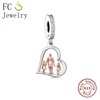 FC Jewelry Fit Original Charm Bracelet 925 Silver Dad And Daughter I Love You Bead For Making Women Birthday Father Day Berloque 4