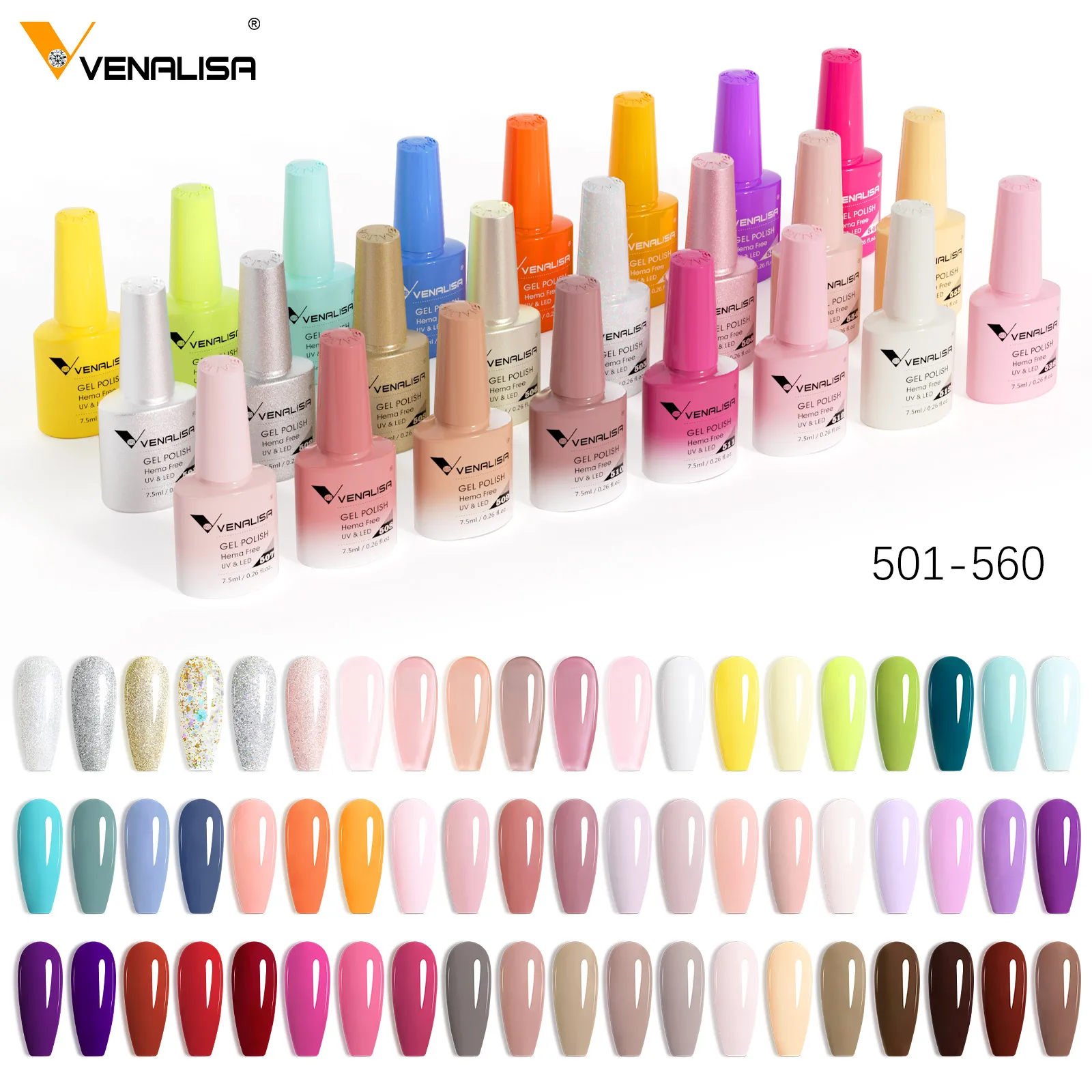 Nail Gel Polish VENALISA VIP5 7.5ml HEMA TPO Free Semi Permanent Super Texture Ultra Glossy Long Lasting Top Gel