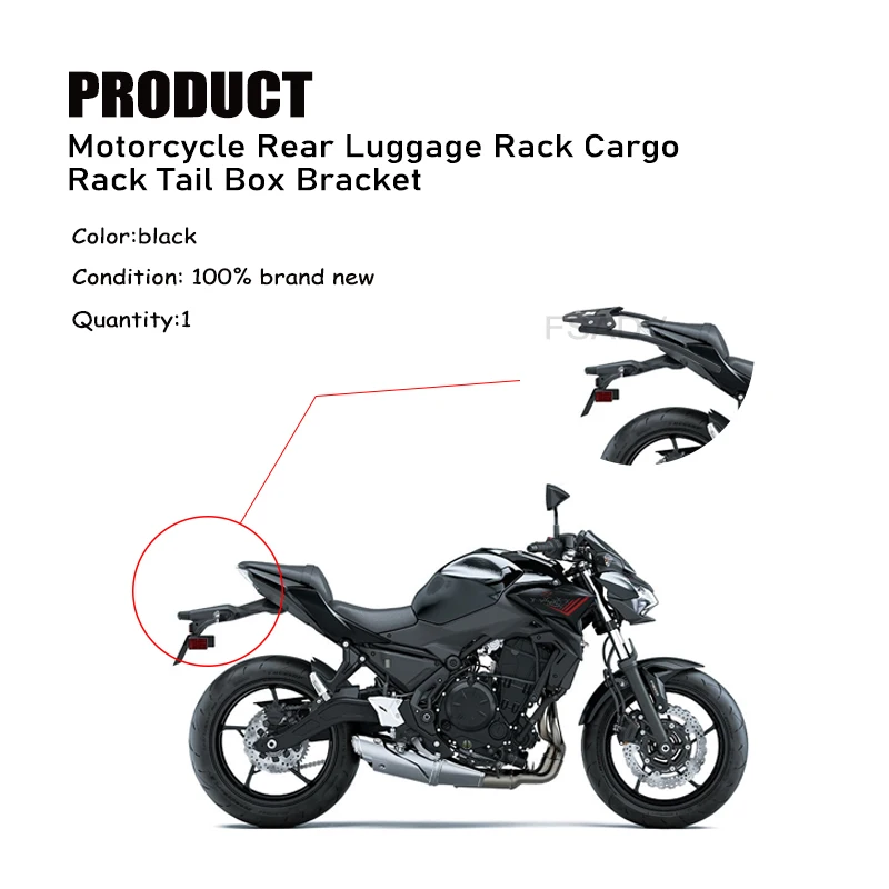 Rear Rack Kawasaki Z650 Top Box Rackpack Set Kawasaki Z650 (16