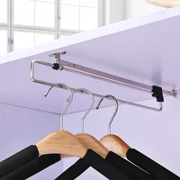 1pc Pull-Out Clothes Storage Rod Adjustable Foldable Metal Hanging Rail for Wardrobes Space-Saving Organizer Drying Racks 2