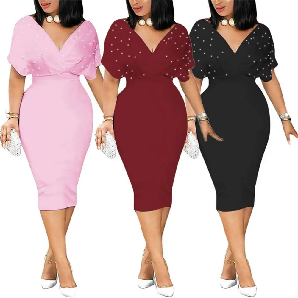 

Casual Dress 4 Colors Pencil Skirt Soft Under Knee Women Dress Skin-friendly