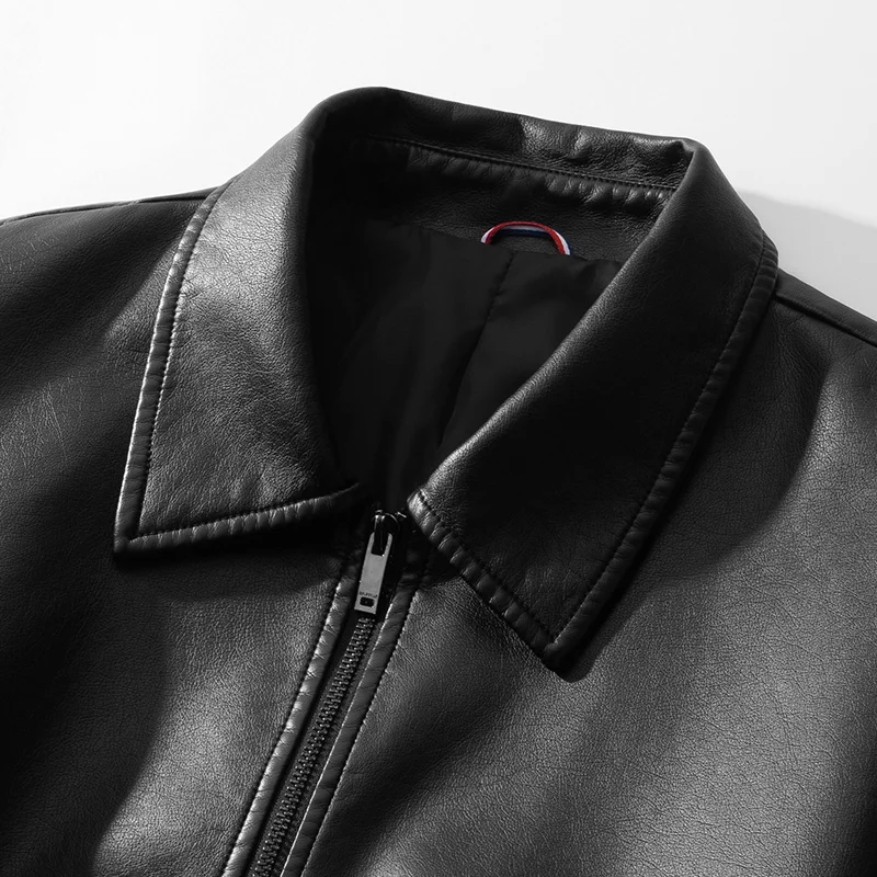 New Trendy Mens Leather Jacket Baseball Motorcycle Jacket American Style Autumn Windproof Leather Coat High Quality Fashion Coat - 3