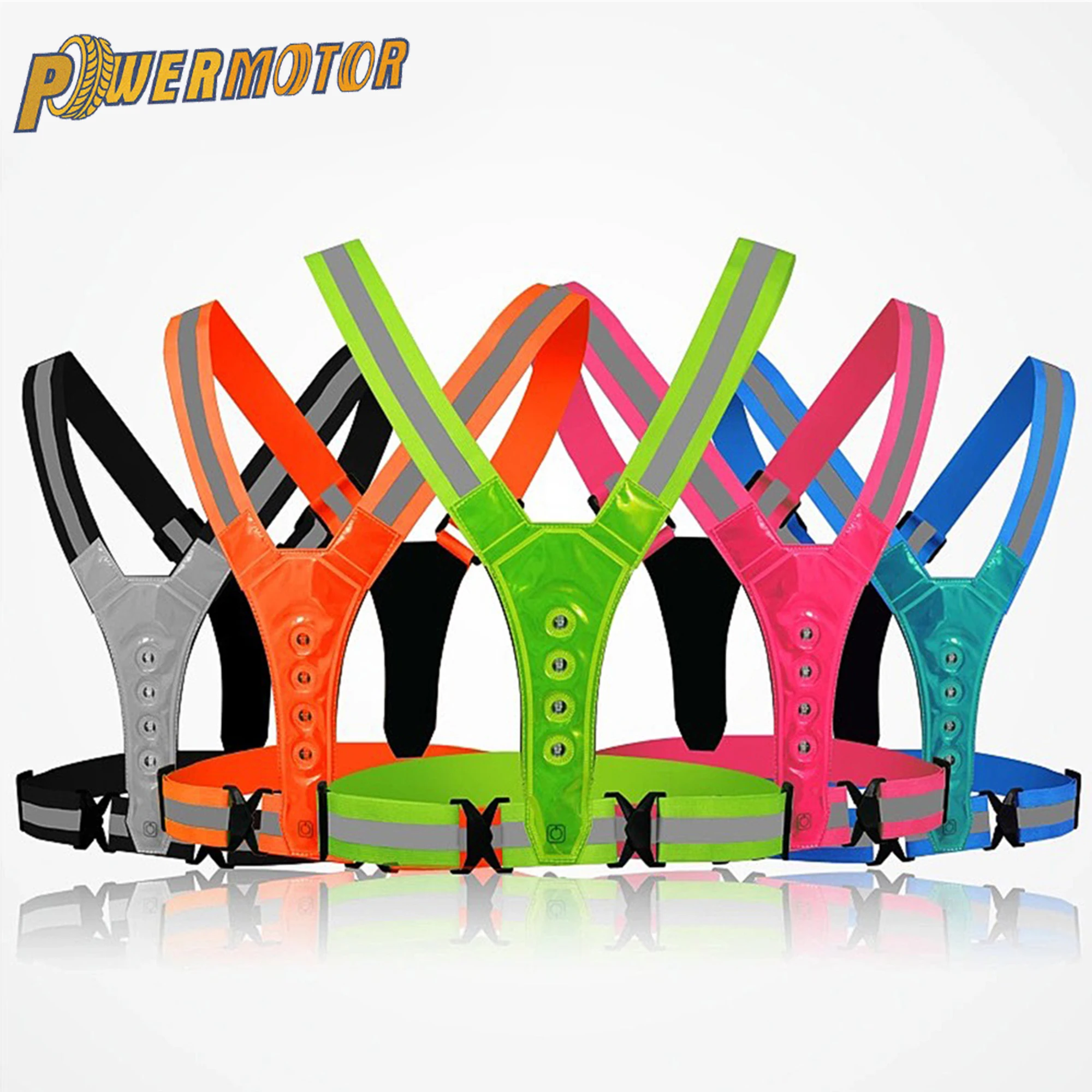 Motorcycle Cycling Reflective Safety LED Vest Electric Scooter Flashing Vest Battery Running Jogging Fishing reflective vest