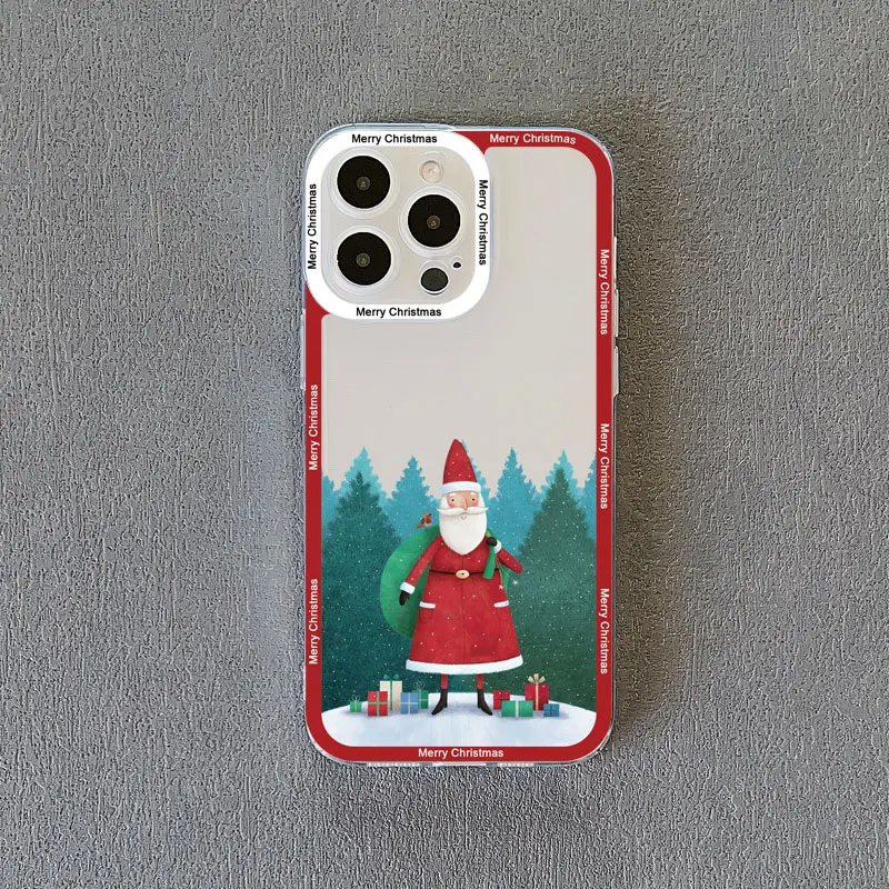 Luxuriöse Cartoon-Weihnachts-klare Handyhüllen für iPhone 14 15 Pro Max Plus 11 12 13 Pro Max X XR XS Simple Santa Transparente Hülle – Detail 8