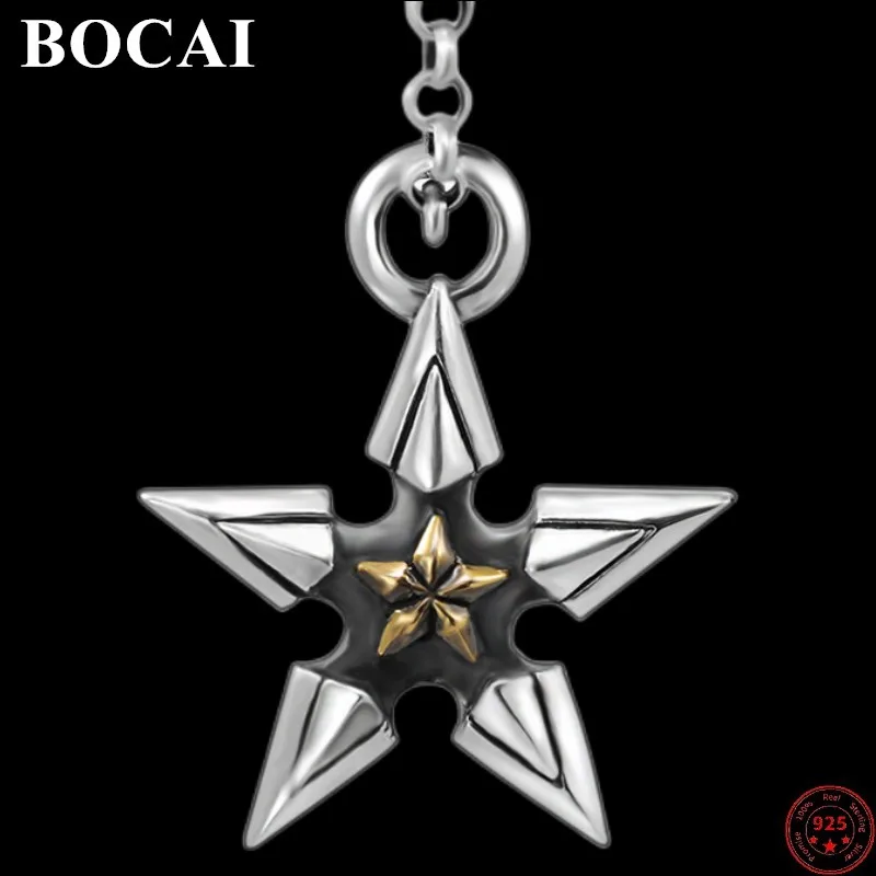

Подвески BOCAI из стерлингового серебра 2023 пробы для мужчин и женщин, новинка, модные ювелирные изделия из серебра пробы с вечной лозой тотемью и пятиконечной звездой, серебристый амулет