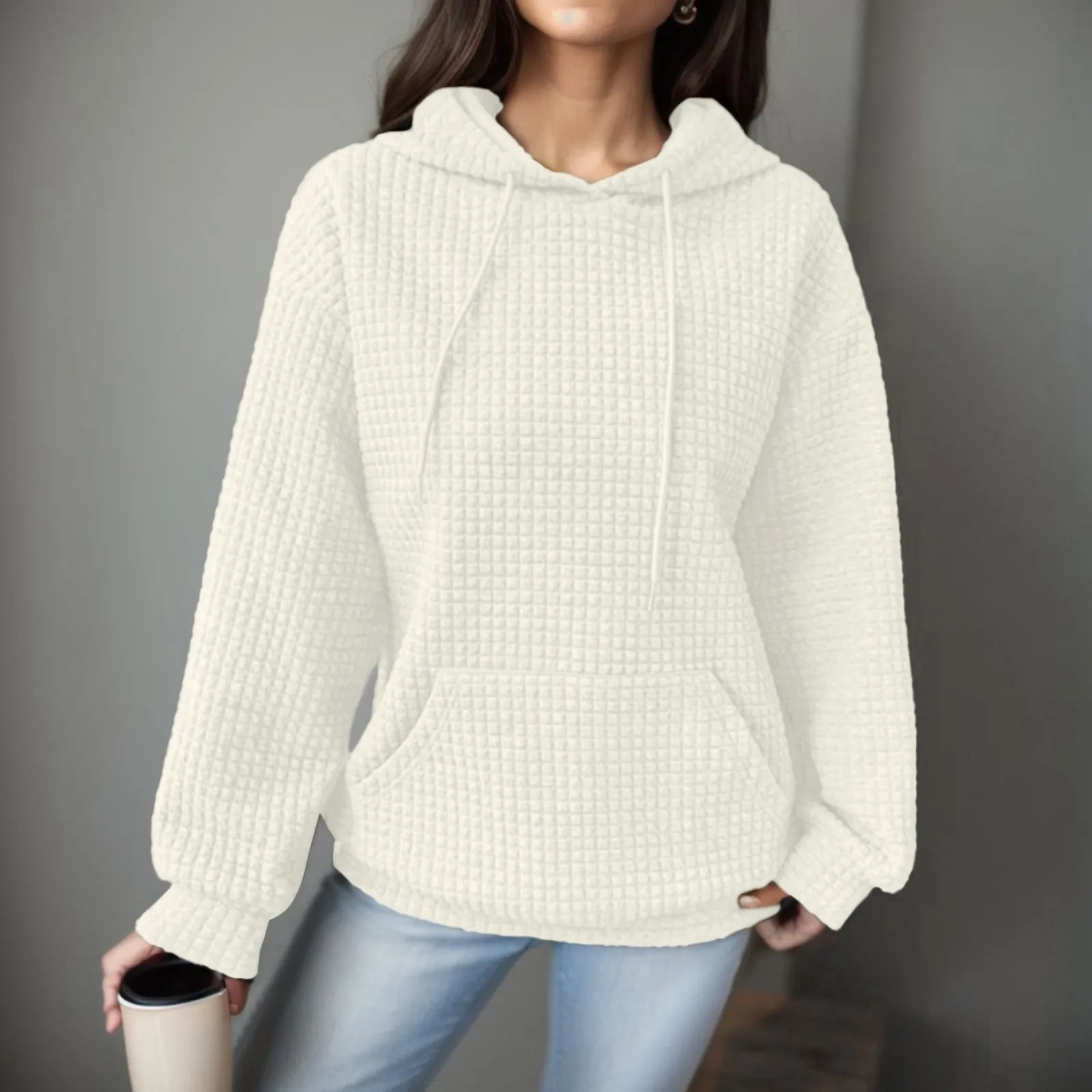 

Hoodie Sweetshirts Womens Pullover With Hoodie Loose Long Sleeve String Pocket Hoodie Outerwear Japanese Style Ethnic Chic