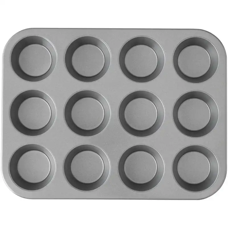 

It Simply Non-Stick Cupcake Pan, 12-Cup Metal bundt cake pan Molde para hornear Pizza accessories Silicone for air fryer Plate f