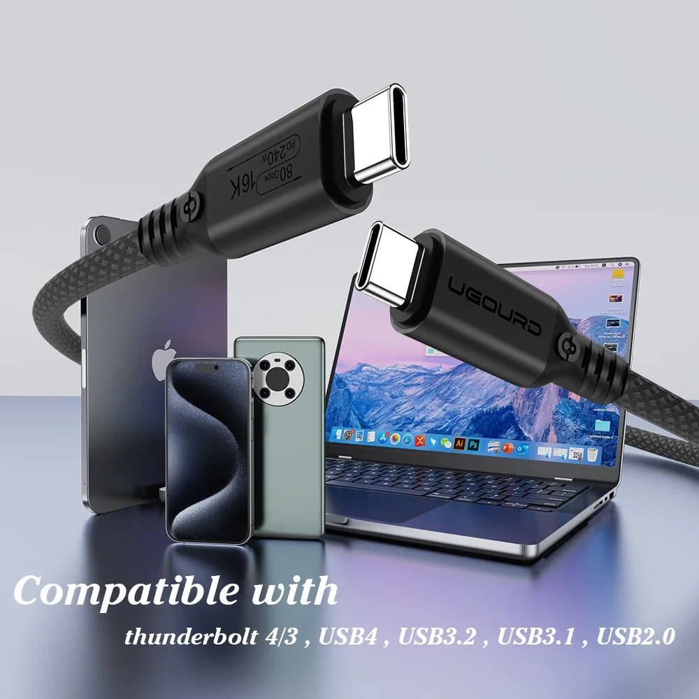 Thunderbolt 5 80Gbps 1pcs /Lot USB 4 Extension 12CM Flat Short