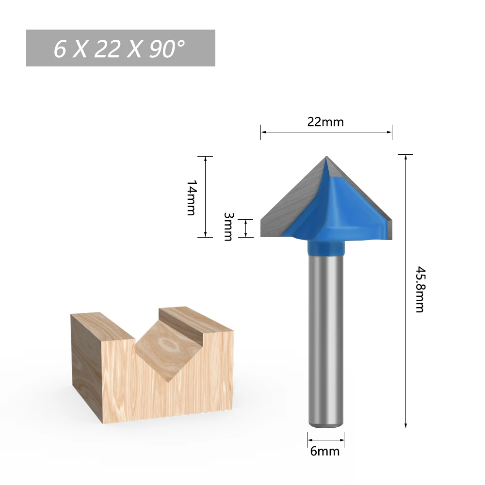 LAVIE 1pc 6mm Schaft 60 90 120 150 Grad V Typ Schlitzen Cutter Bit CNC Gravur Solide Router bit Hartmetall Fräser C06027 – Detail 9